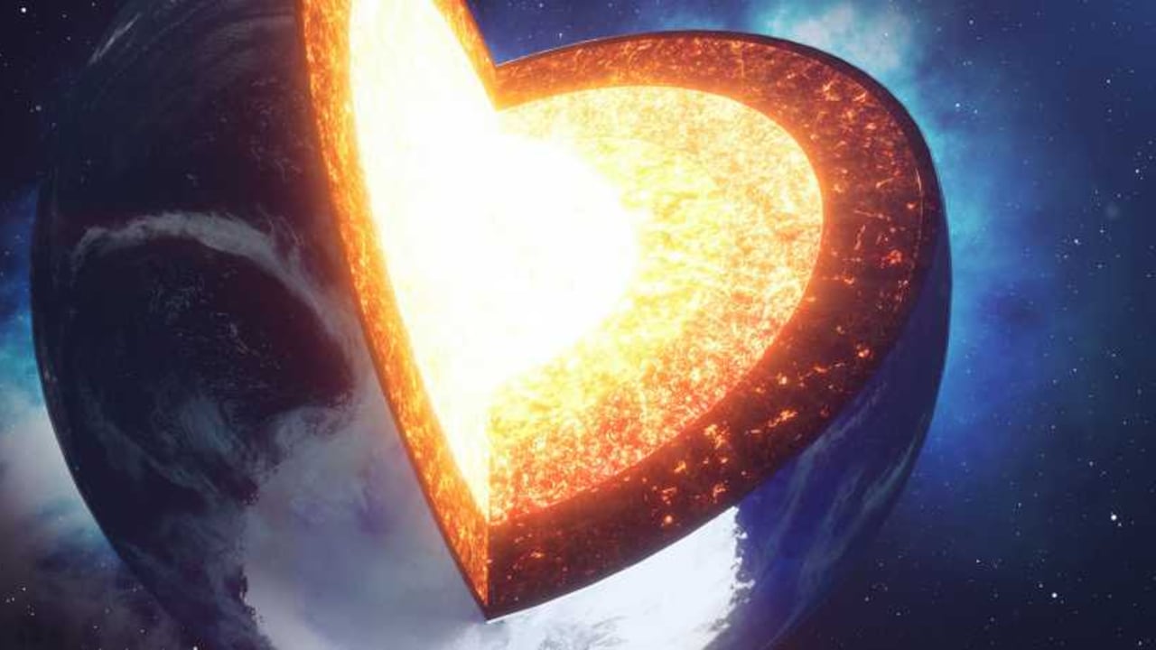 El núcleo de la Tierra emite calor al manto (de naranja a rojo oscuro), lo que contribuye al lento enfriamiento de la Tierra. Fotografía : iStock / Rost-9D
