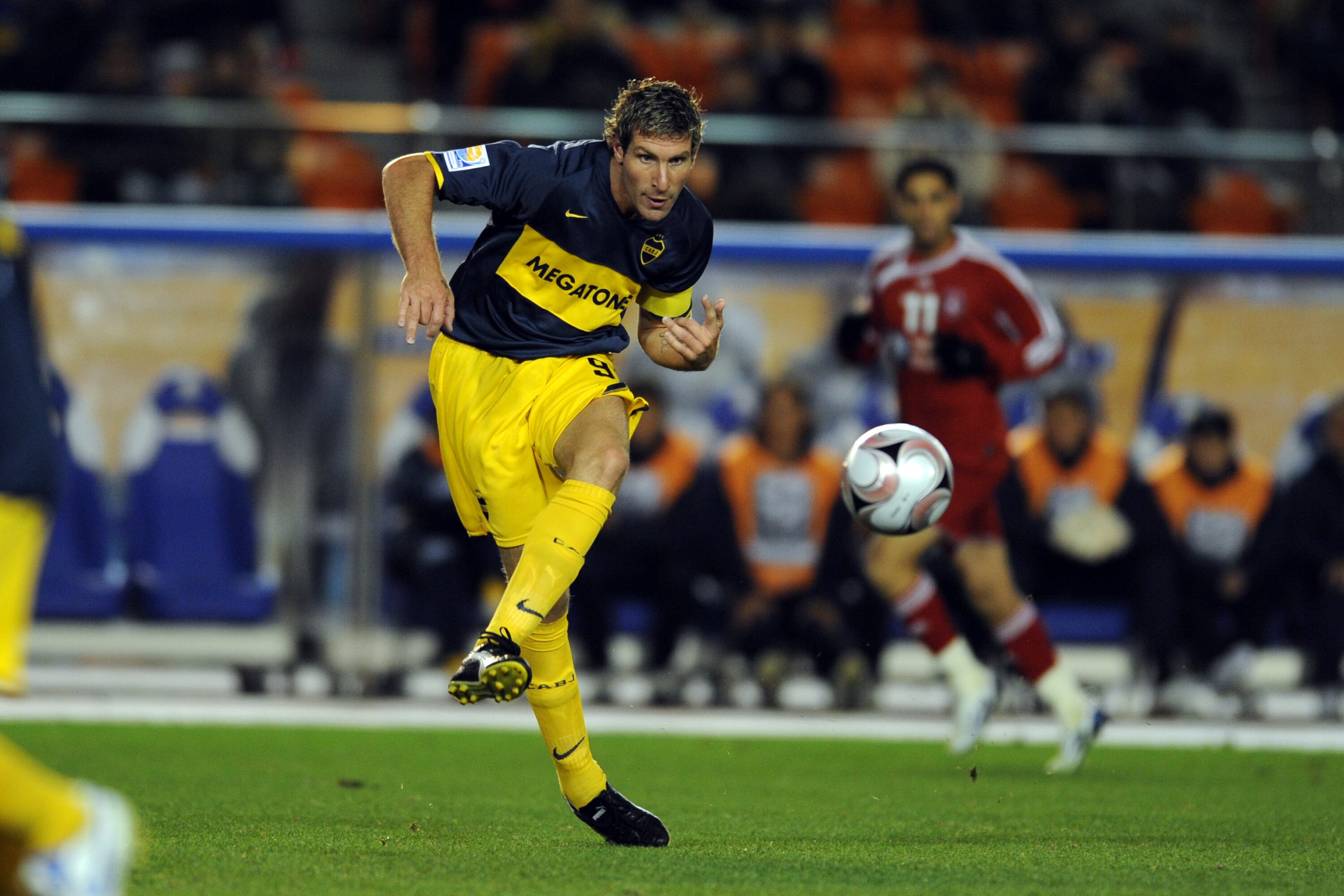 Martín Palermo con Boca Juniors, como su delantero titular, en 2008.