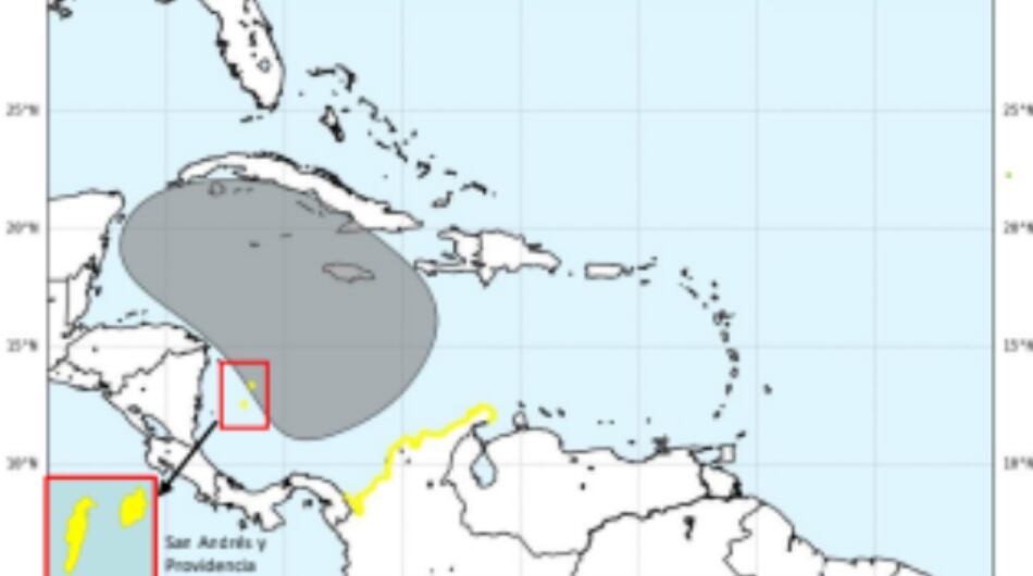 Perturbación tropical en el occidente del mar Caribe.