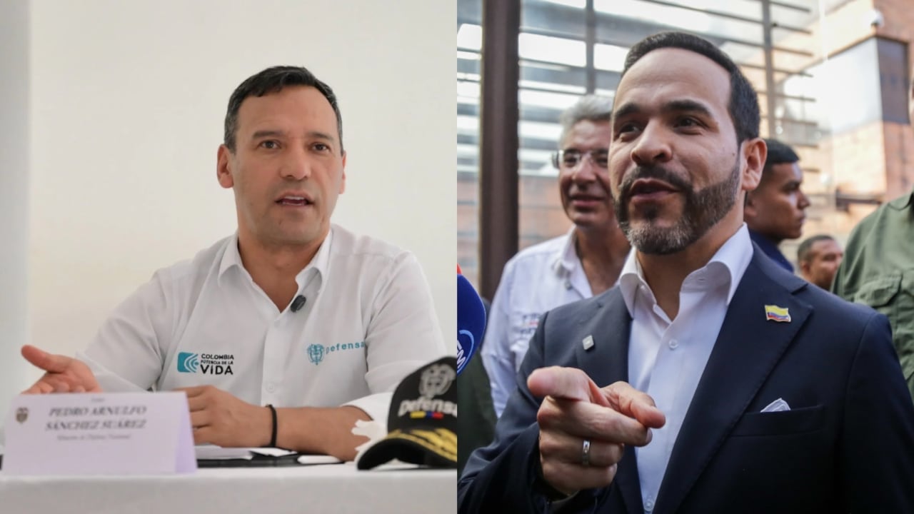 El ministro de Defensa, Pedro Sánchez, y el candidato a la Presidencia, Abelardo de la Espriella.