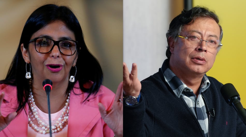 Delcy Rodríguez, presidenta encargada de Venezuela; y Gustavo Petro, presidente de Colombia.