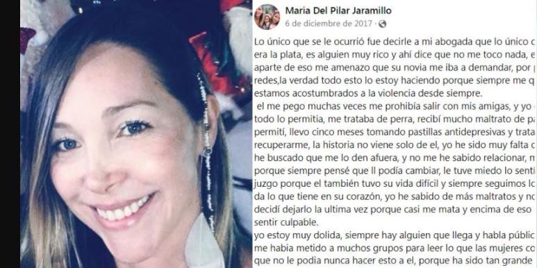 María Del Pilar Jaramillo Ruiz, exesposa de Andrés Ricci, lo denunció en 2017