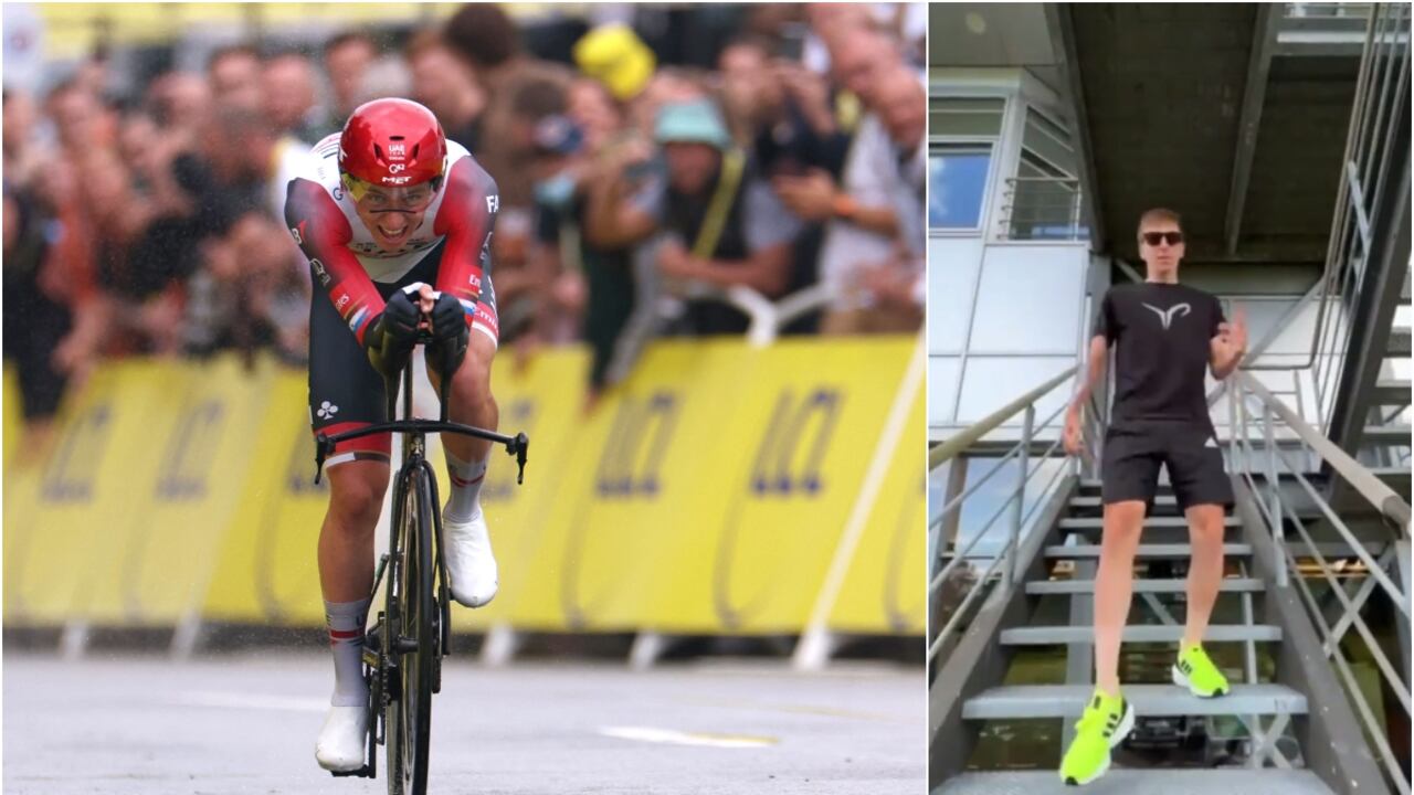 El ciclista esloveno, miembro del equipo UAE Team Emirates mostró sus habilidades con el rap.