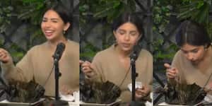 Ángela Aguilar probando tamal