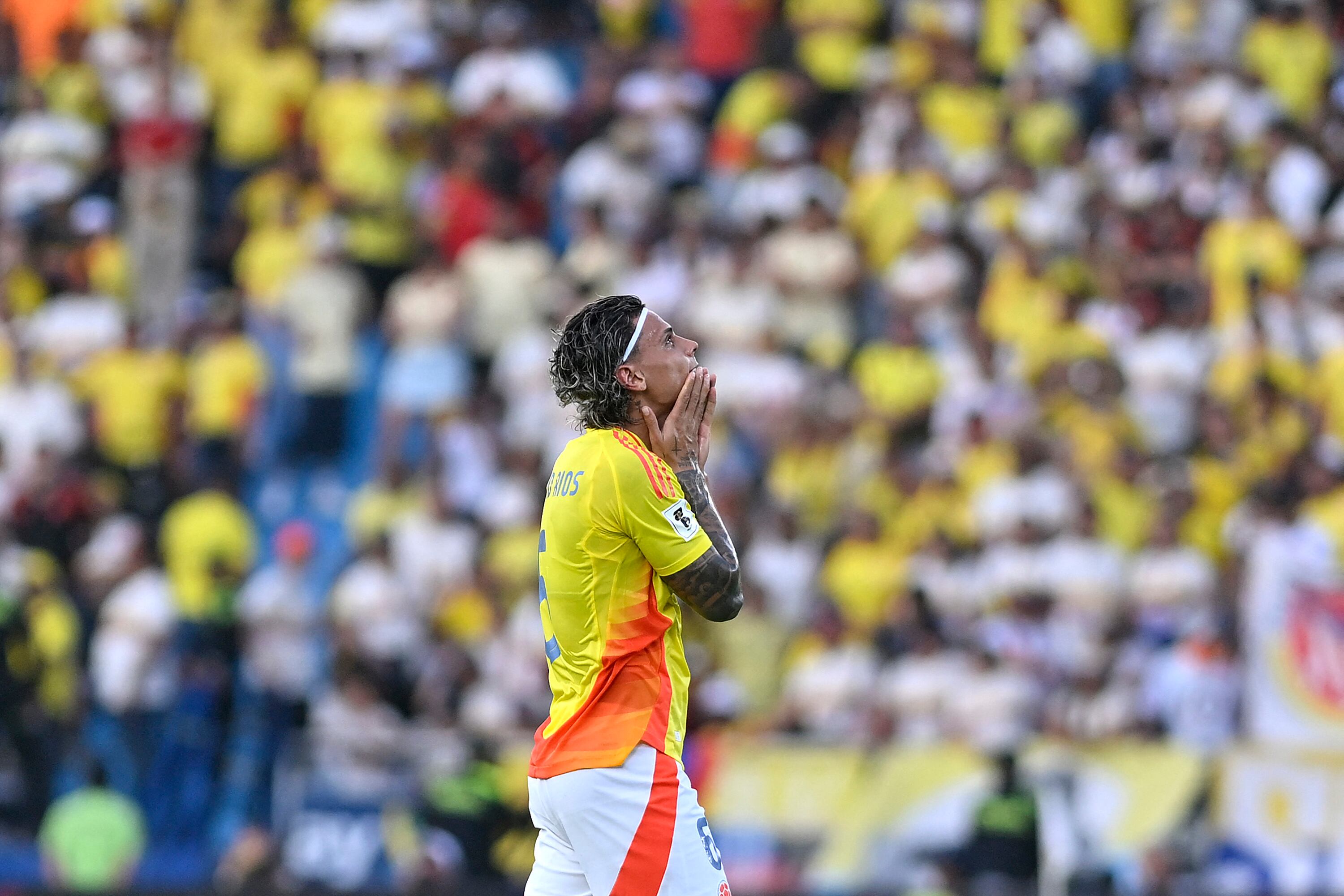 BARRANQUILLA, COLOMBIA - JUNE 06: Richard Rios of Colombia reacts after the FIFA World Cup 2026 South American Qualifier match between Colombia and Peru at Roberto Melendez Metropolitan Stadium on June 06, 2025 in Barranquilla, Colombia. (Photo by Gabriel Aponte/Getty Images) (Photo by Gabriel Aponte / Getty Images South America / Getty Images via AFP)
