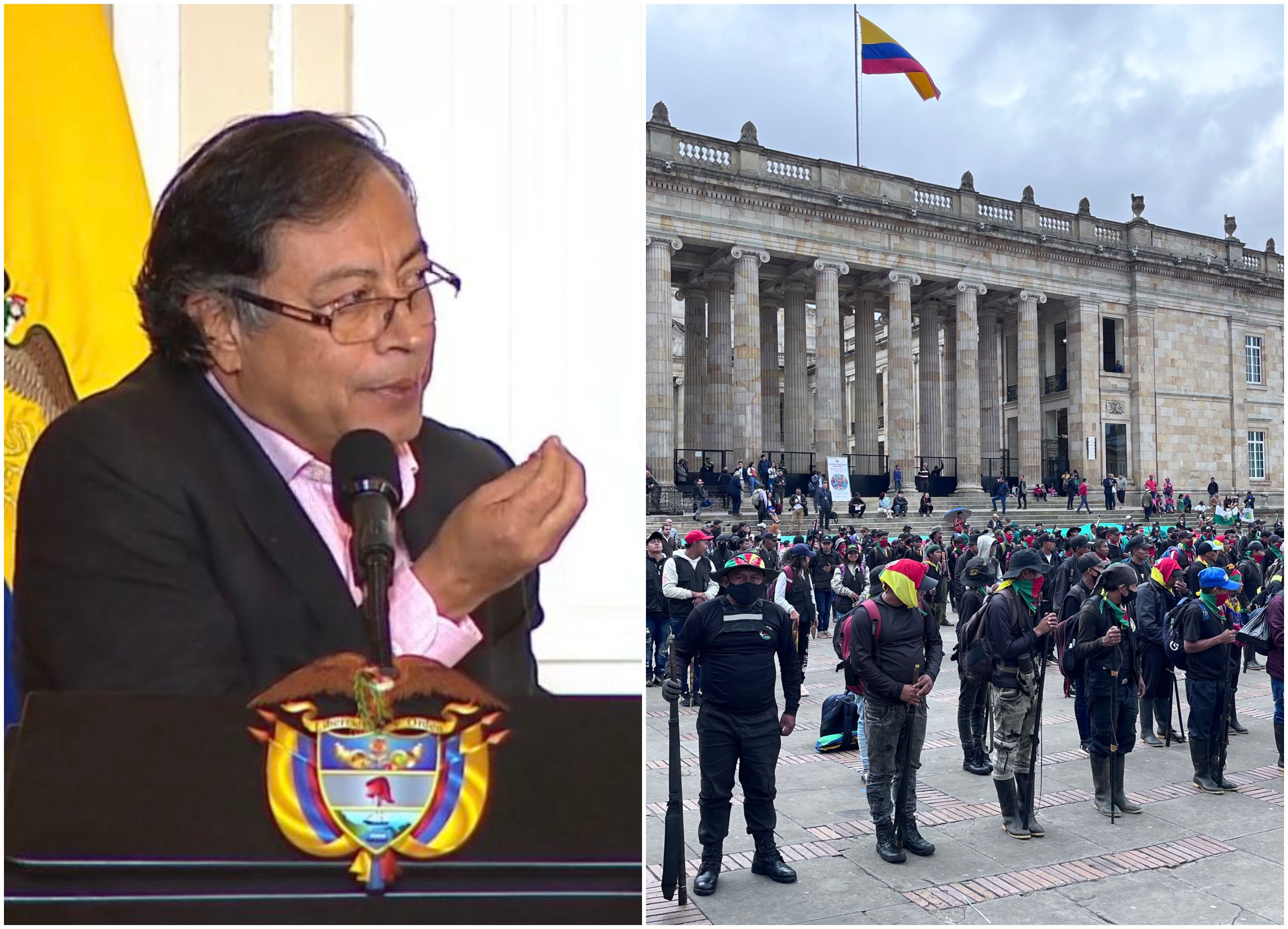 Presidente Gustavo Petro y guardia indígena