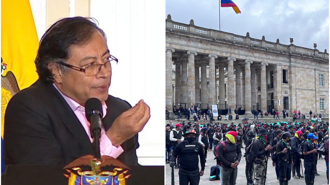 Presidente Gustavo Petro y la guardia indígena.