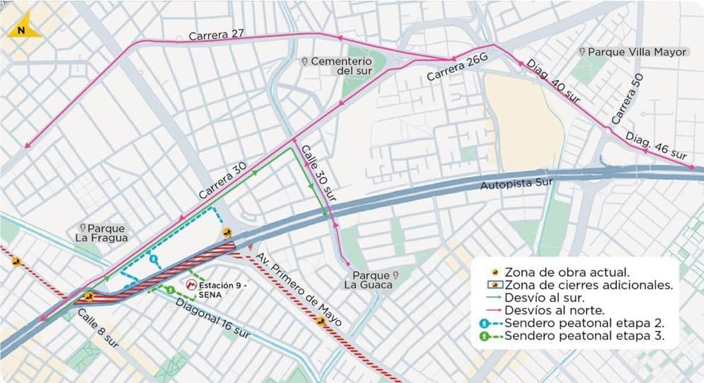 Etapa 2 y etapa 3 de cierres viales para Metro de Bogotá
