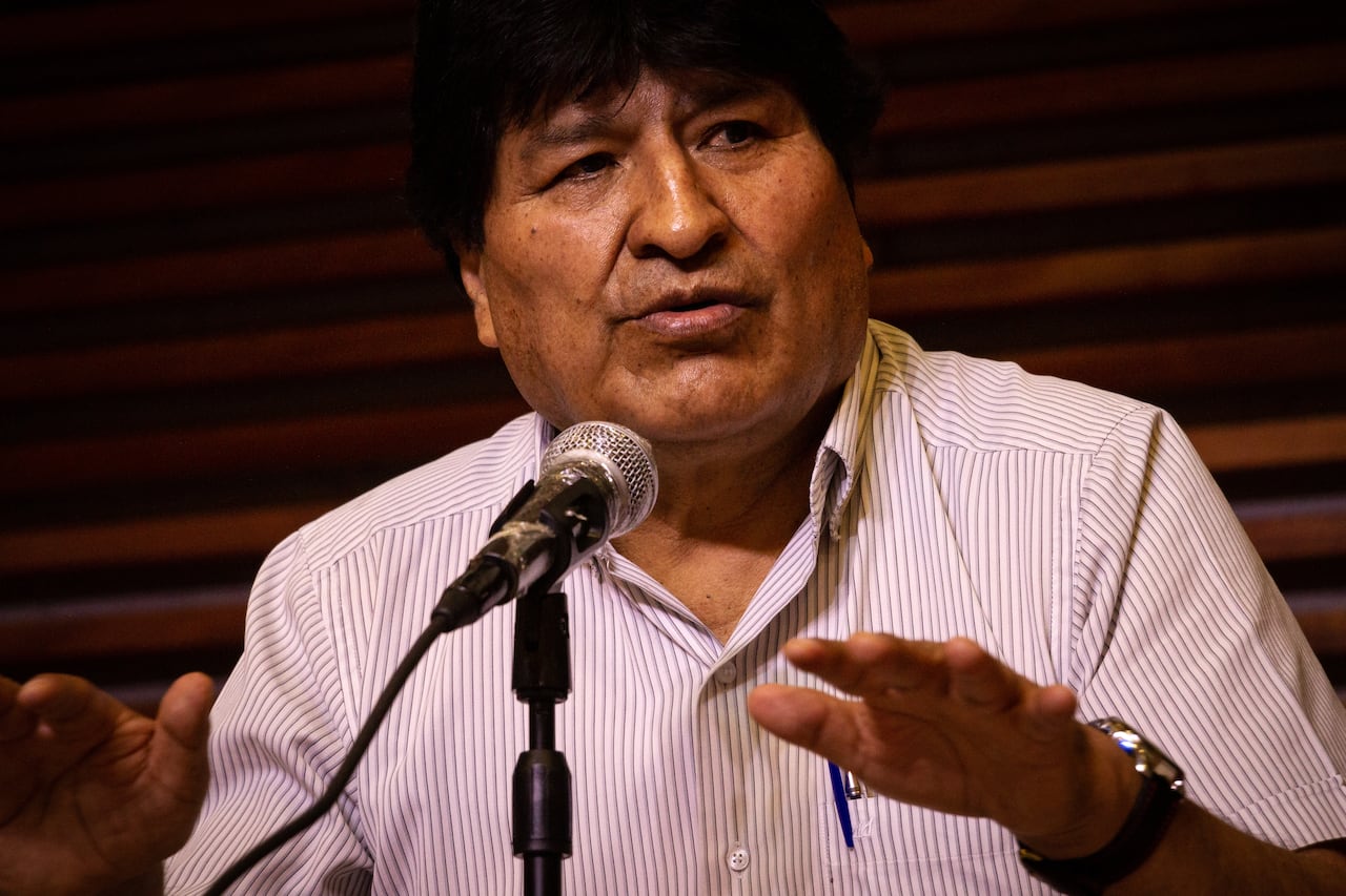 Fotografía de referencia de Evo Morales durante conferencia de prensa (Foto de Federico Rotter/NurPhoto a través de Getty Images)