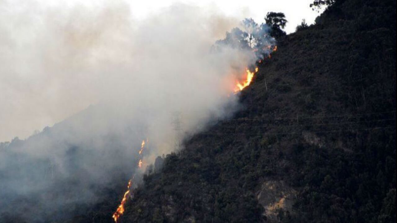 Bomberos de Bogotá atienden emergencia en cerros orientales a la altura de la calle 76.
