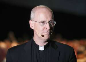 US priest Father James Martin speaking at the world meeting of families in Dublin, on how the Catholic Church can welcome members of the LGBT community. (Photo by Niall Carson/PA Images via Getty Images)