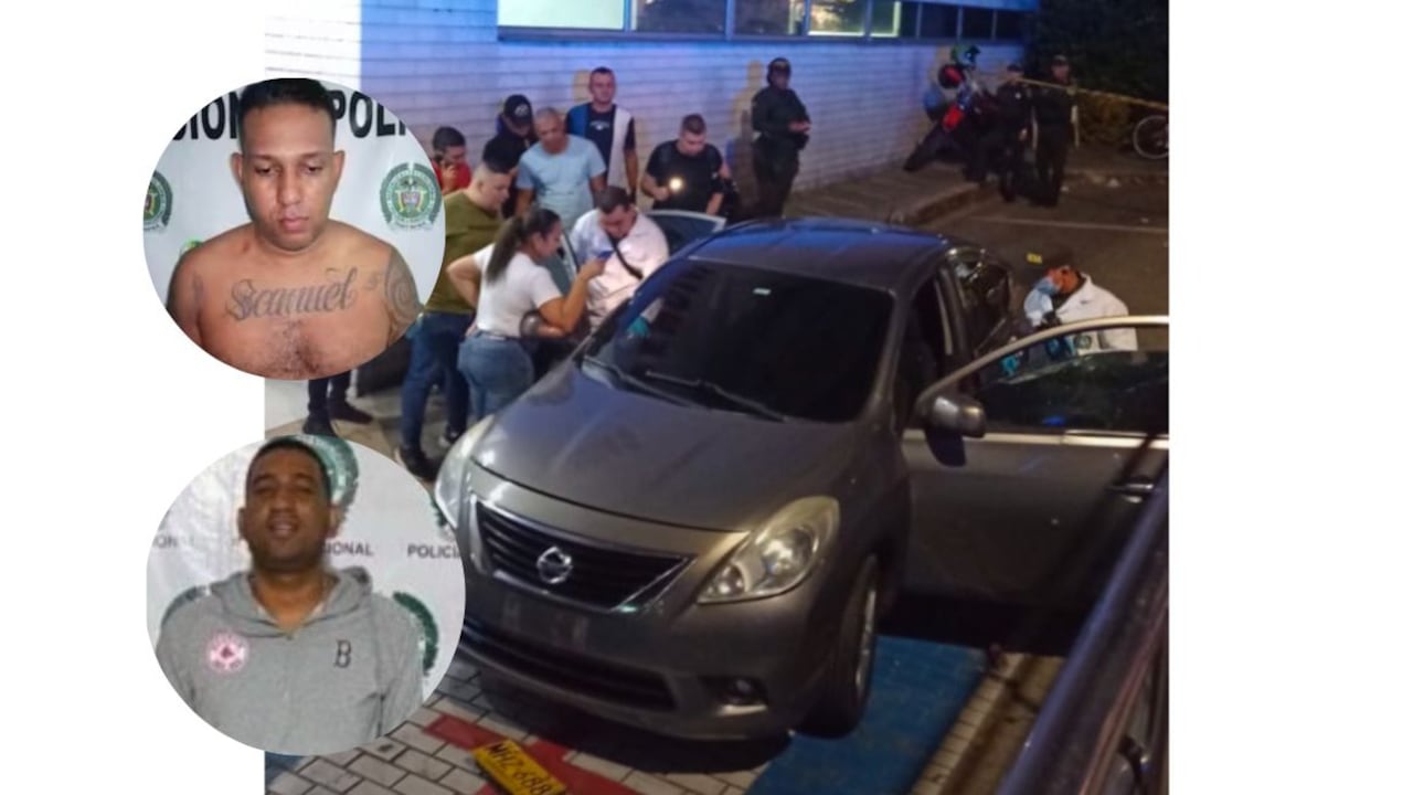 Peritos de la Sijín analizando vehículo en el balearon a Gordo 40 y Danny 40 de Los Pepes.