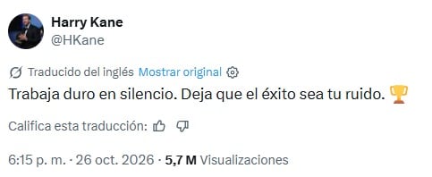Mensaje de Harry Kane en redes