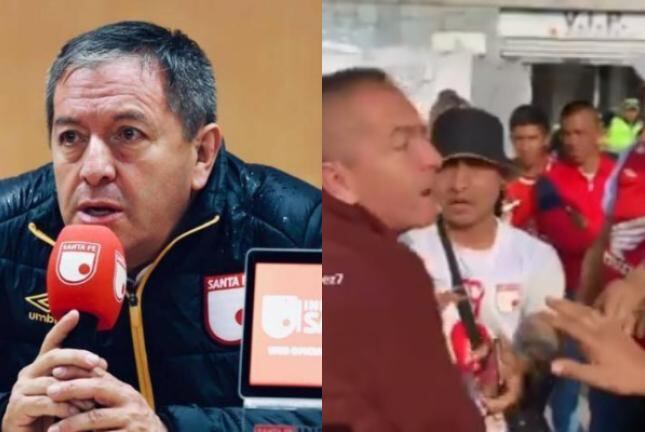 Eduardo Méndez perdió los cabales en una pequeña gresca con los hinchas de Santa Fe.