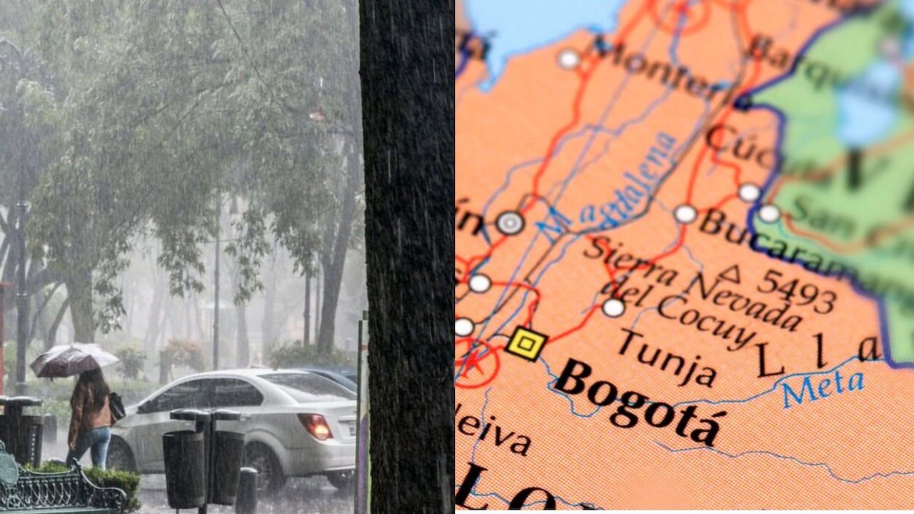Imagen tiempo de lluvias y mapa de Colombia.