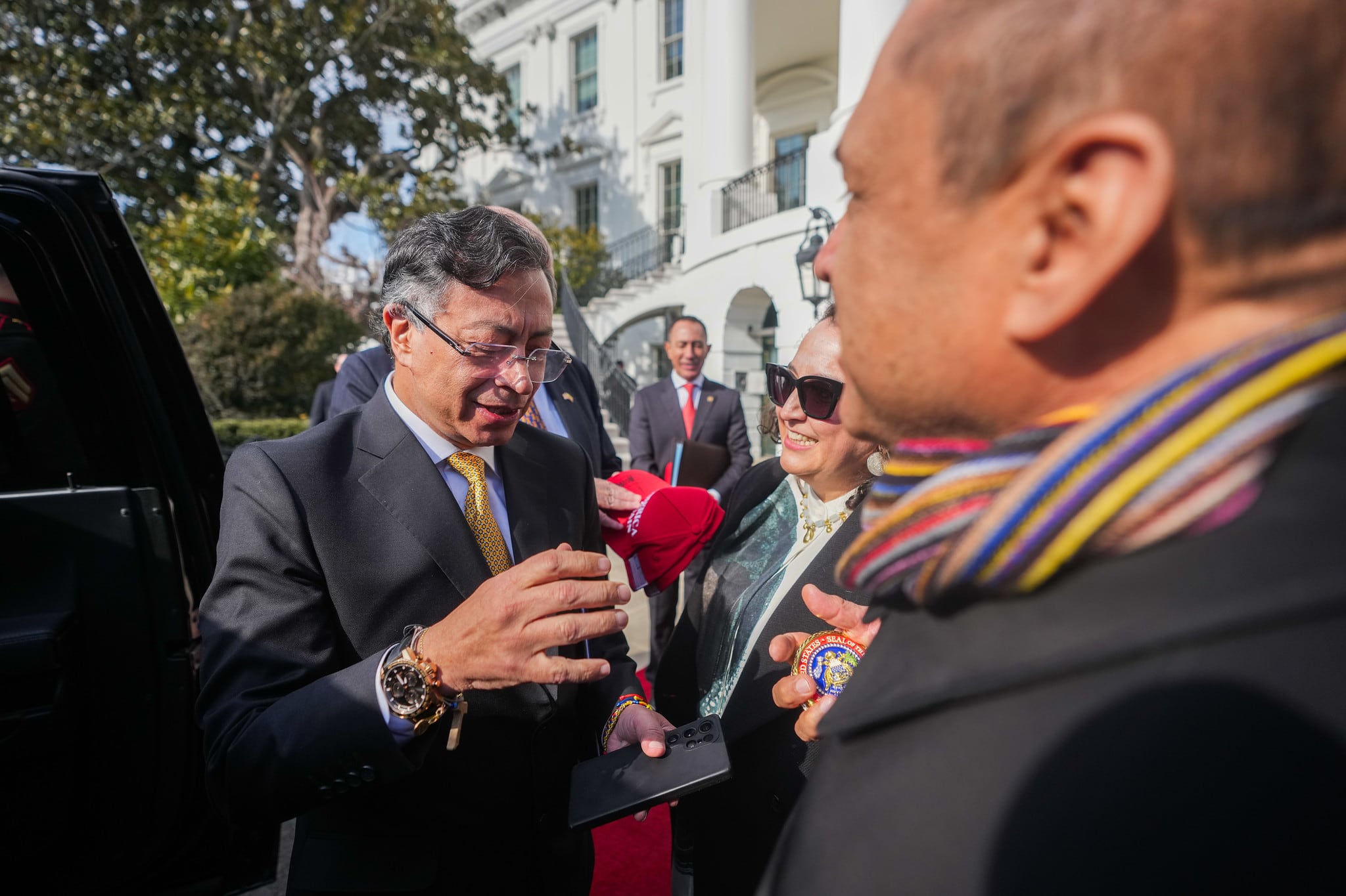 Gustavo Petro en su salida de la Casa Blanca