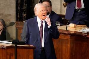 President Donald Trump addresses a joint session of Congress at the Capitol in Washington, Tuesday, March 4, 2025. (AP Photo/Ben Curtis)