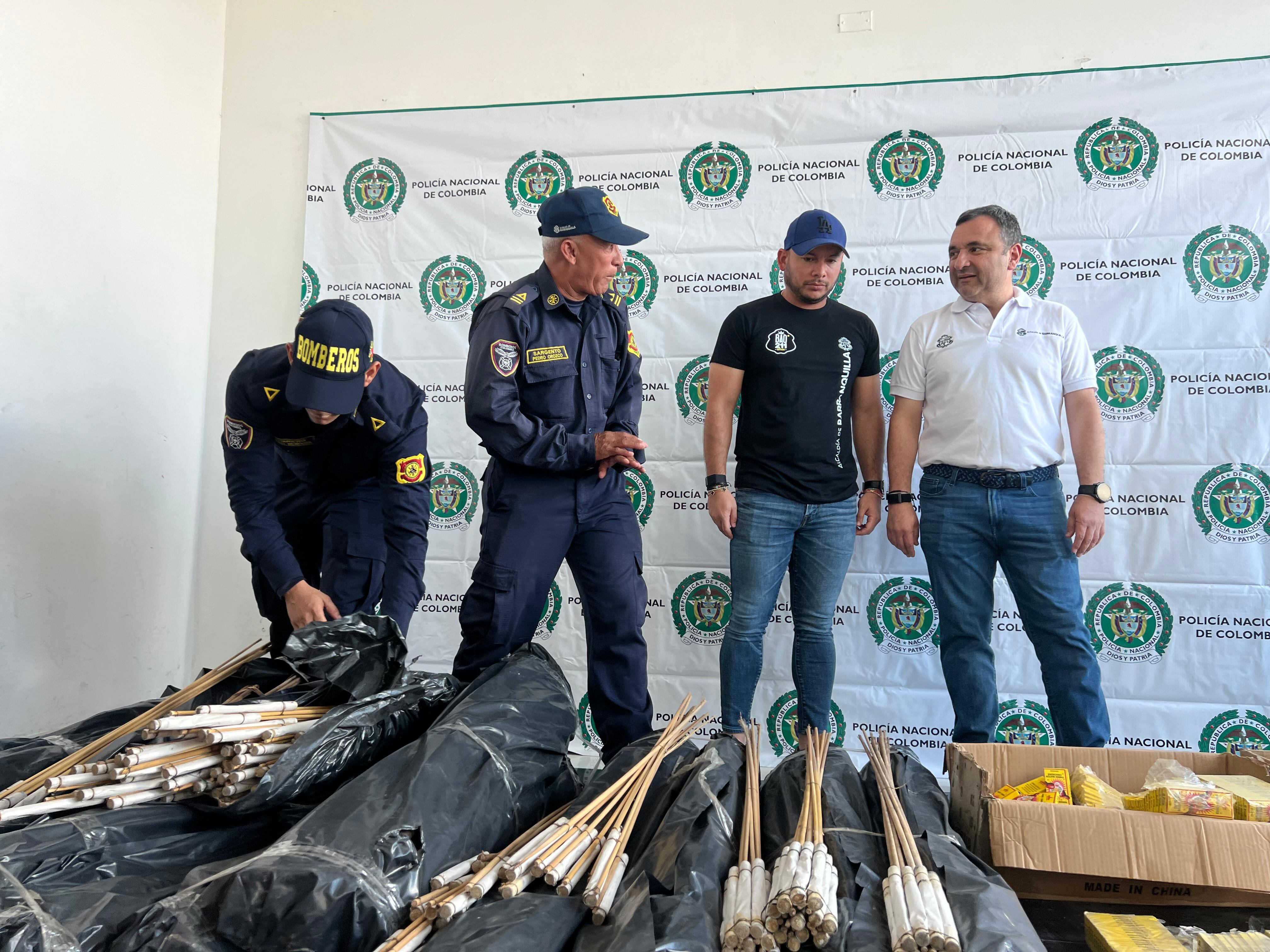 Pólvora decomisada en el Centro de Barranquilla.