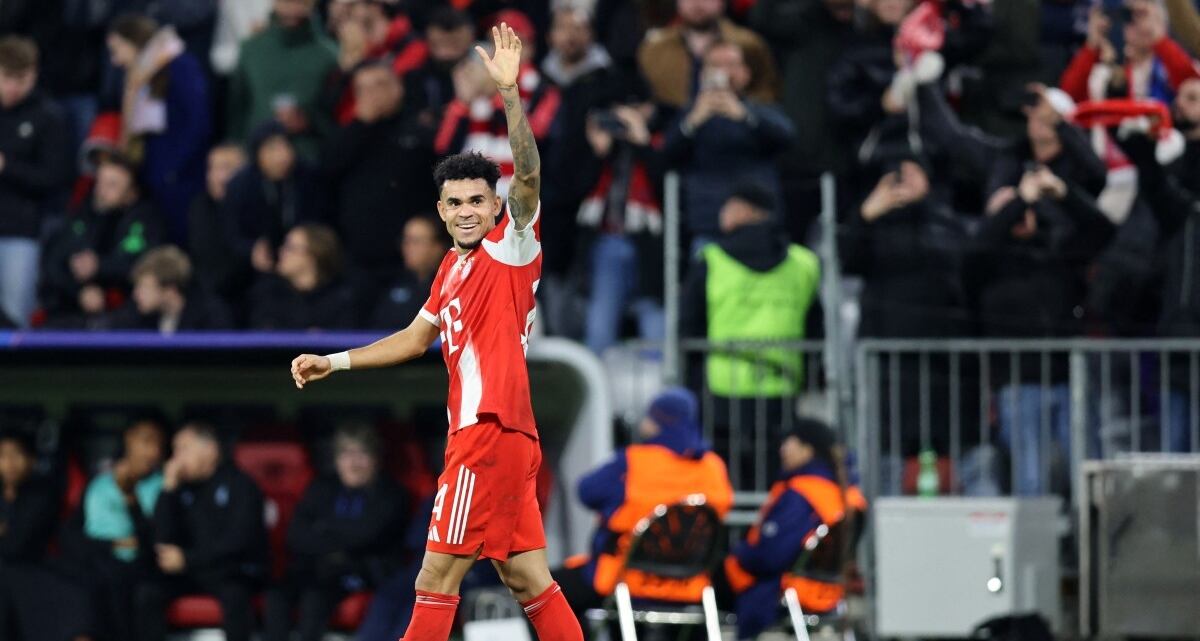 Luis Diaz celebrando su anotación en Champions League.