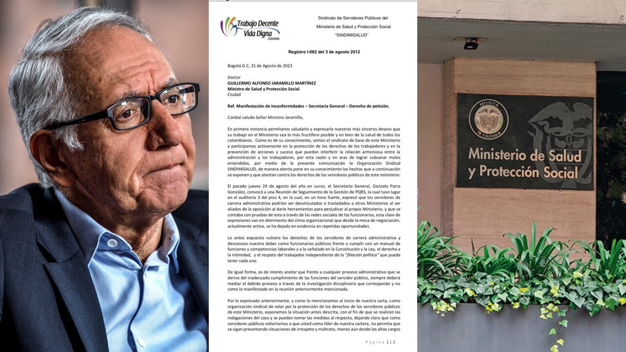 La carta del sindicato del Ministerio de Salud en la que aseguran que existe persecución a los trabajadores.