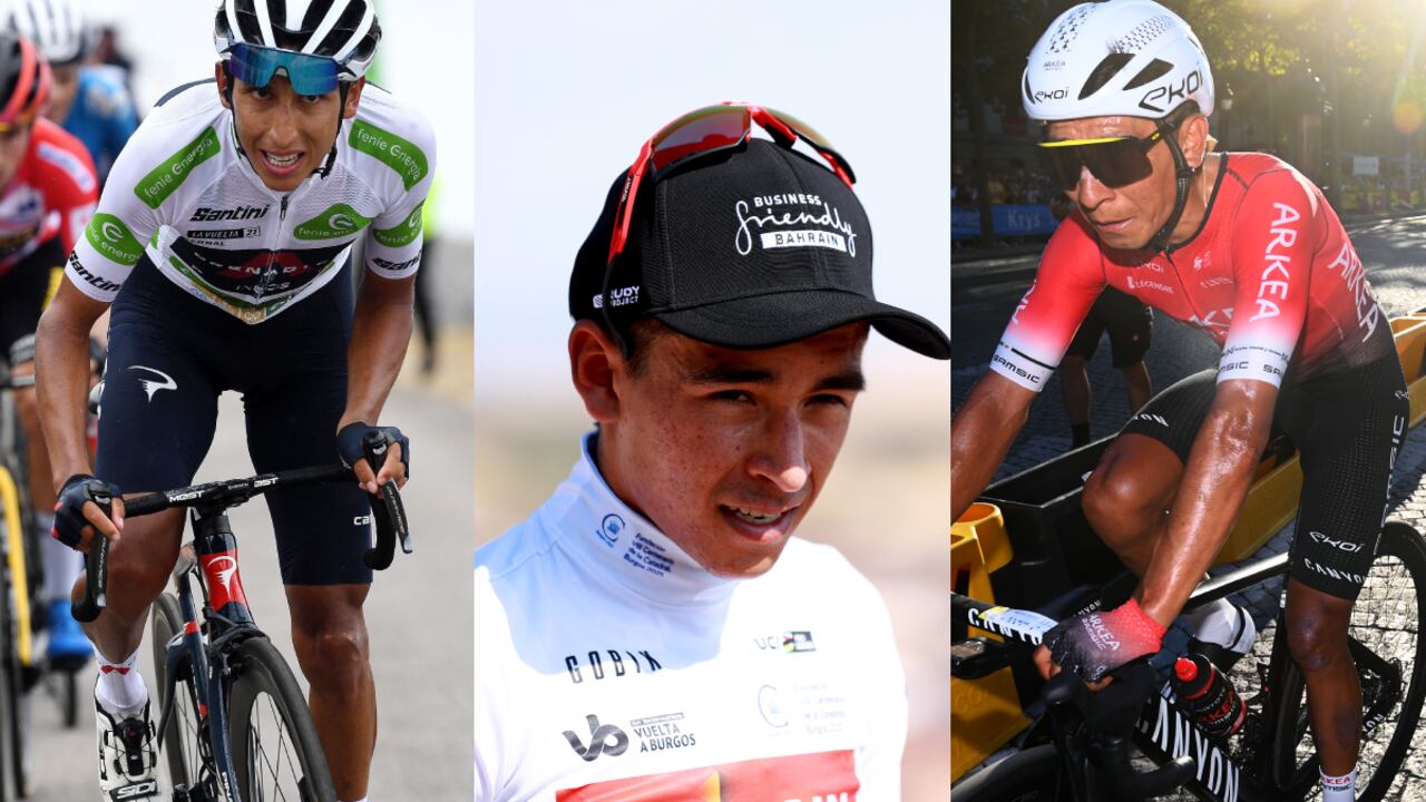 Egan Bernal, Santiago Buitrago y Nairo Quintana. Foto: Getty Images/Tim de Waele//Getty Images/Gonzalo Arroyo Moreno