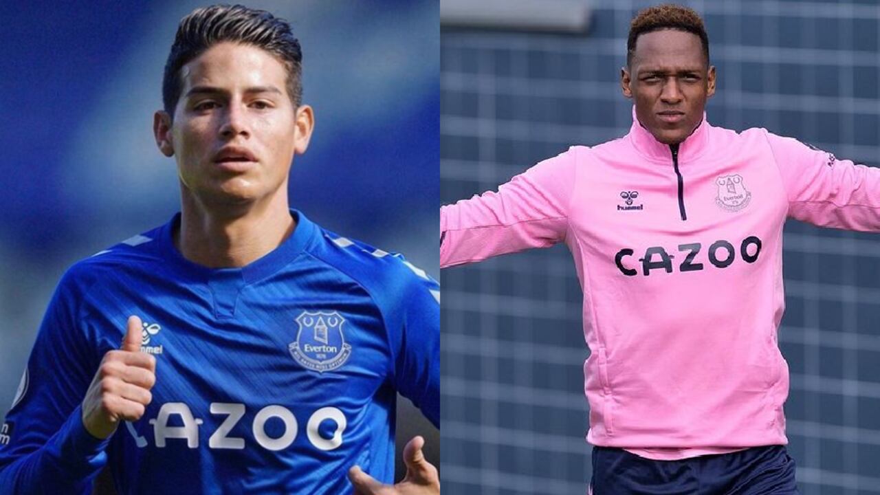 James Rodríguez y Yerry Mina en el Everton.