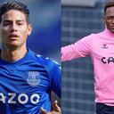 James Rodríguez y Yerry Mina en el Everton.