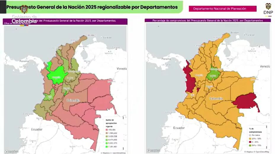Dispositiva que muestra la inversión presupuestal por regiones del gobierno Petro en 2025.