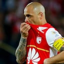 Omar Sebastián Pérez con la camiseta de Independiente Santa Fe en 2015.