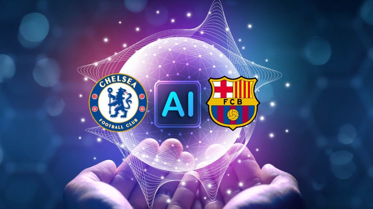 Imagen de referencia IA / Escudos de FC Barcelona y Chelsea