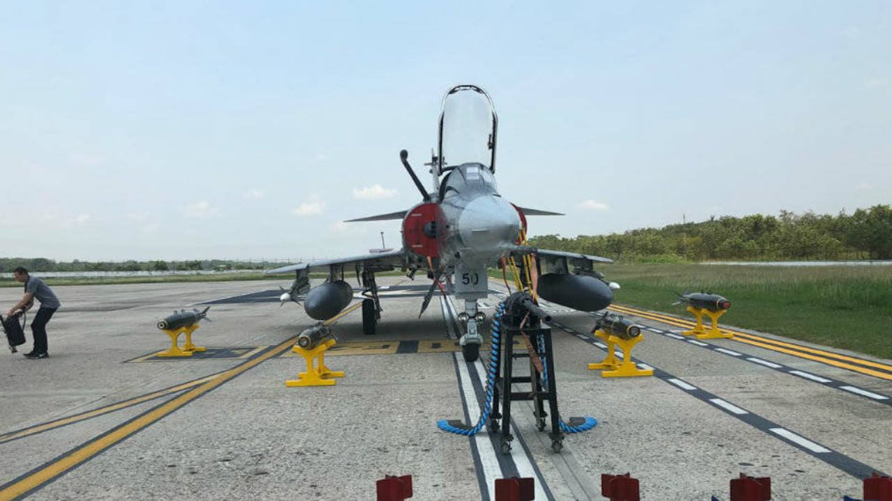 Avión de combate Kfir en la Base Aérea de Palanquero.