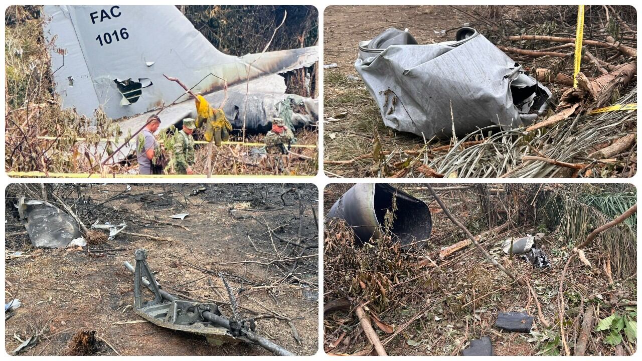 Así quedó el avión Hércules que se accidentó en Puerto Leguízamo este lunes, 23 de marzo.