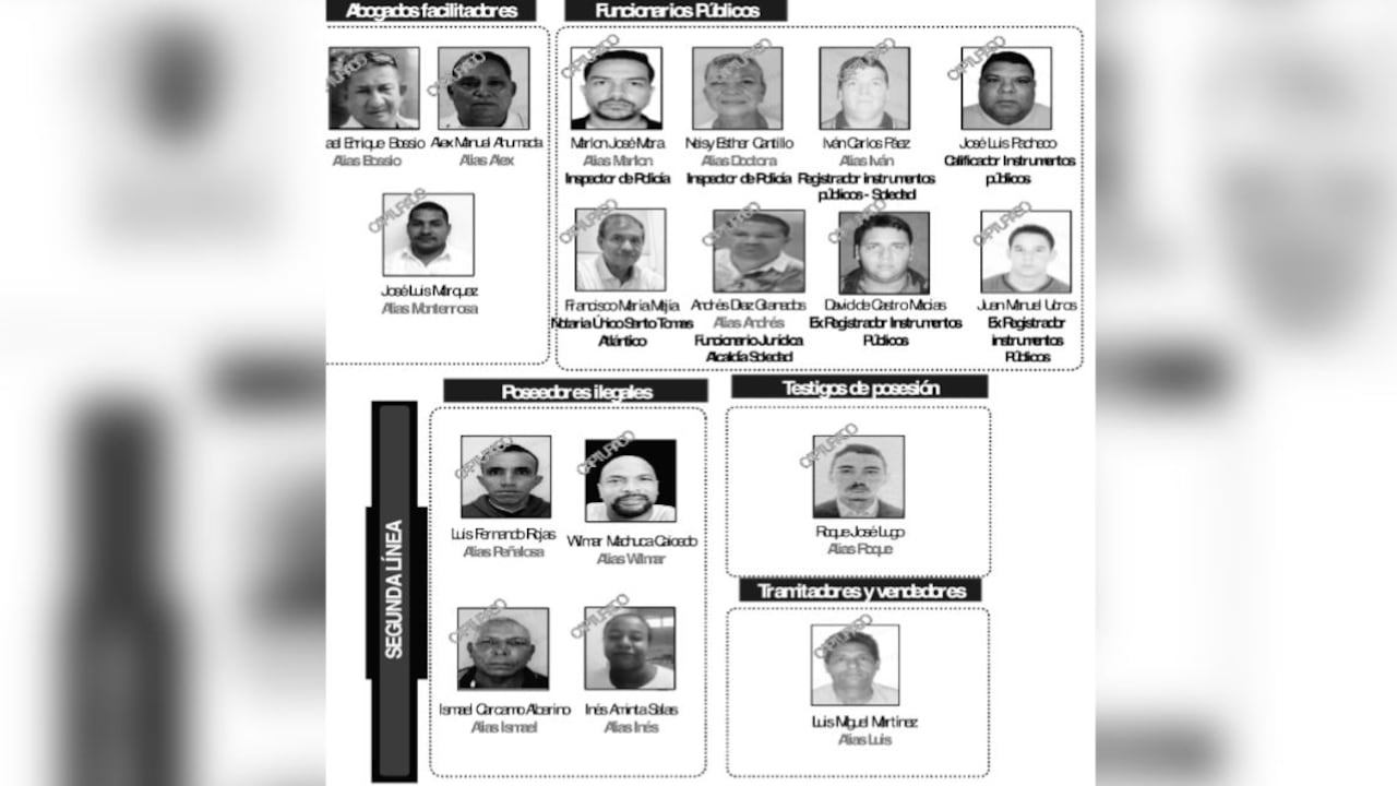 Los 17 capturados por la Dijin de la Policía Nacional.