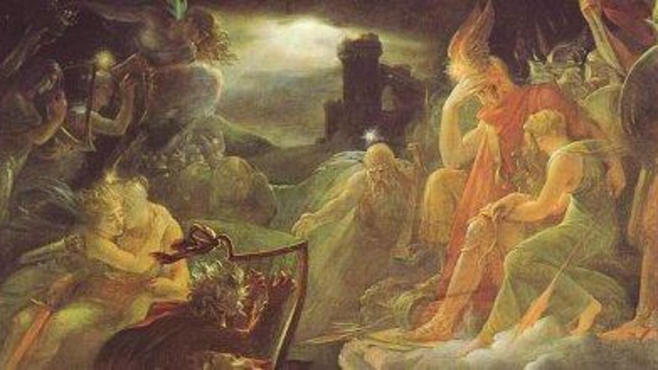 Fragmento de la obra "Ossian en el Banco de la Lora, invocando a los dioses a los acordes de un arpa" de Gérard, François Pascal Simon.