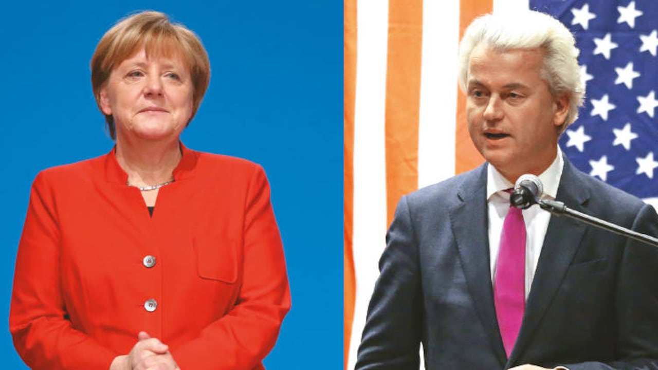 La canciller alemana, Angela Merkel, se presenta por cuarta vez a las elecciones de su país. Pero ahora su reelección no será tan sencilla como en las otras ocasiones. / El holandés Geert Wilders es un admirador convencido de Donald Trump. De hecho, adaptó el eslogan del magnate para su propia campaña electoral: “Que Holanda vuelva a ser grande”. Su islamofobia es bien conocida.