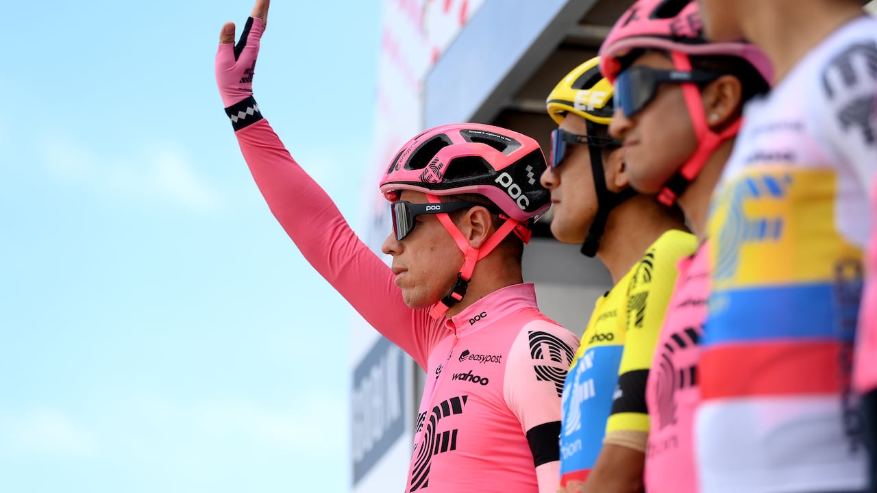 SANT FELIU DE GUIXOLS, SPAIN - MARCH 20: Rigoberto Uran of Colombia and Team EF Education-Easypost prior to the 102nd Volta Ciclista a Catalunya 2023, Stage 1 a 164.6km stage from Sant Feliu de Guíxols to Sant Feliu de Guíxols / #VoltaCatalunya102 / on March 20, 2023 in Sant Feliu de Guixols, Spain. (Photo by David Ramos/Getty Images)