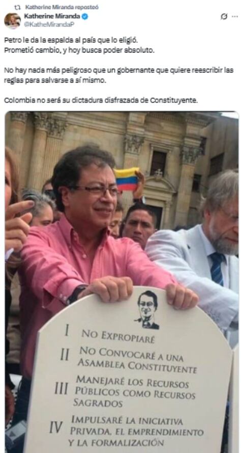 Este fue el mensaje que escribió la congresista.