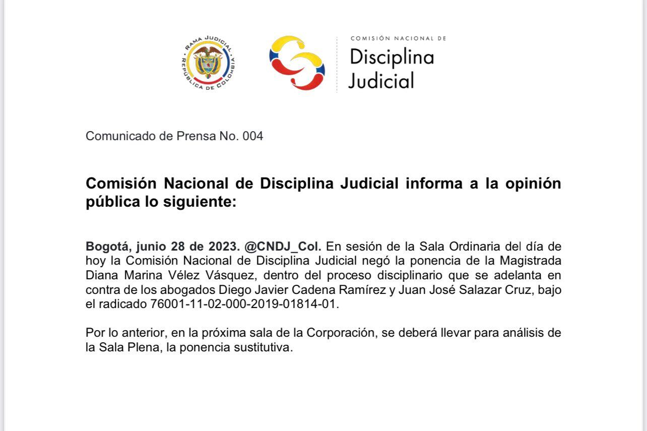 Comisión Nacional de Disciplina Judicial tomó una decisión en el proceso contra  el abogado Diego Cadena