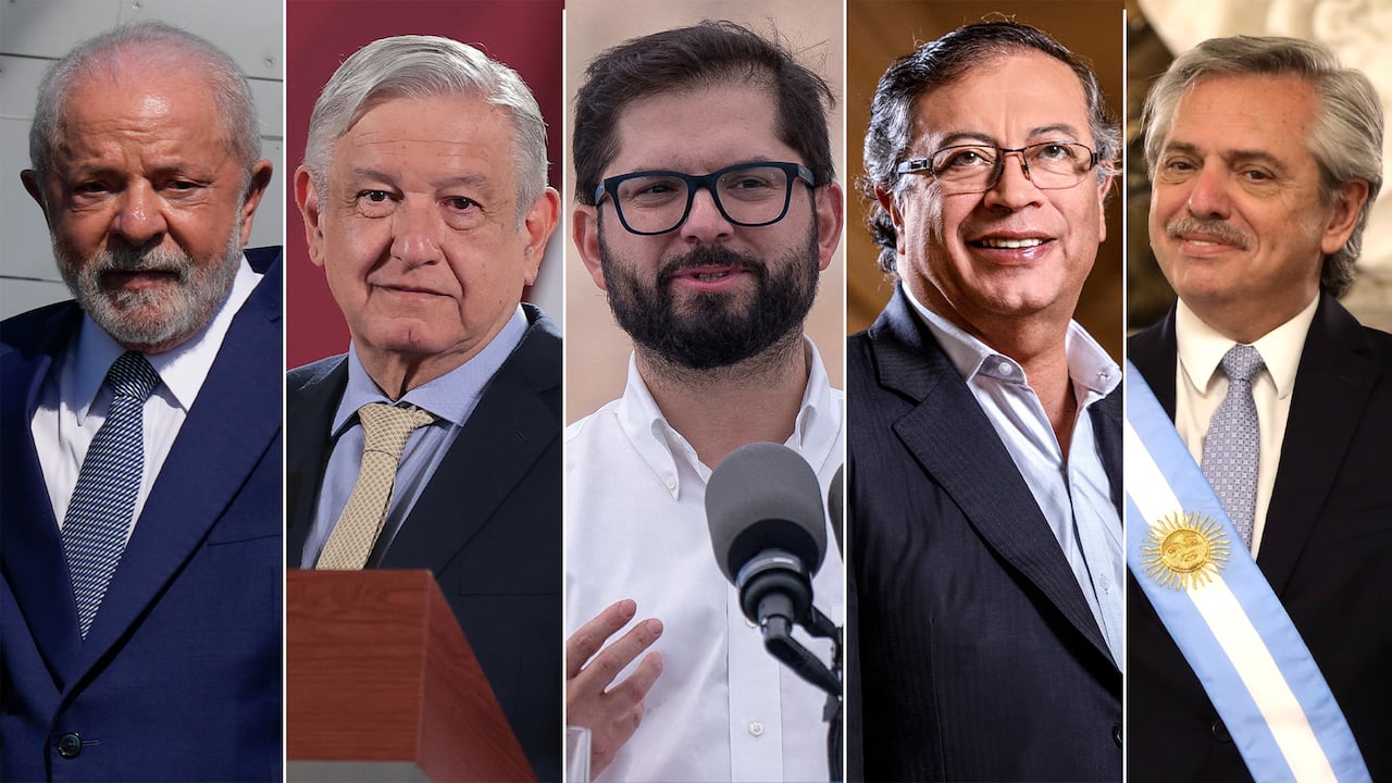 Inacio Lula da Silva, Andrés Manuel Lopez Obrador, Gabriel Boric, Gustavo Petro y Alberto Fernández.