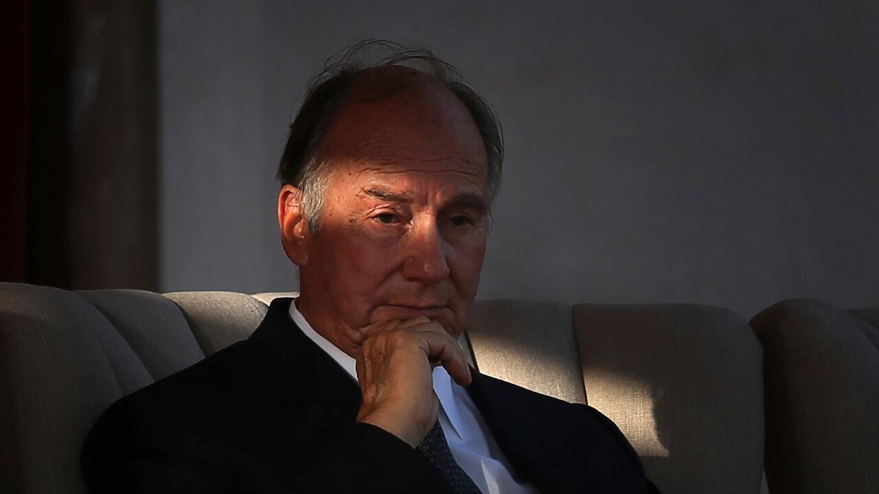 FILE - The Aga Khan, spiritual head of Ismaili Muslims, listens to a speech during the inauguration of the restored 16th century Humayun's Tomb in New Delhi, India, Sept. 18, 2013. (AP Photo/Manish Swarup, File)