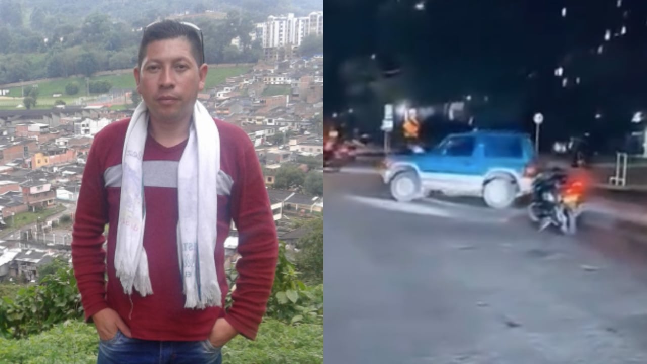 De izquierda a derecha: Mauricio Cendales Parra, el hombre que murió tras ser linchado y el carro que conducía.