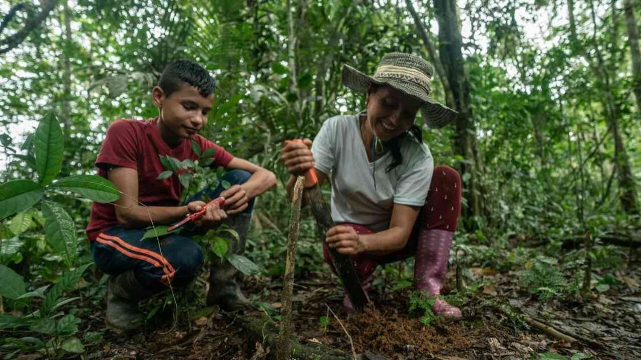 Marisela, juento con su familia y otros guardianes se encargan de la protección de los bosques. Foto: Luis Barreto-WWF | Así protegen los bosques de Chiribiquete en la amazonía | Noticias Colombia hoy
