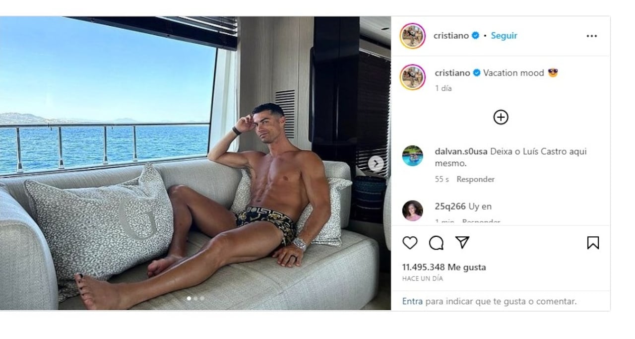 Cristiano Ronaldo lució sus uñas pintadas de negro en sus vacaciones más recientes. Foto: Instagram @cristiano.