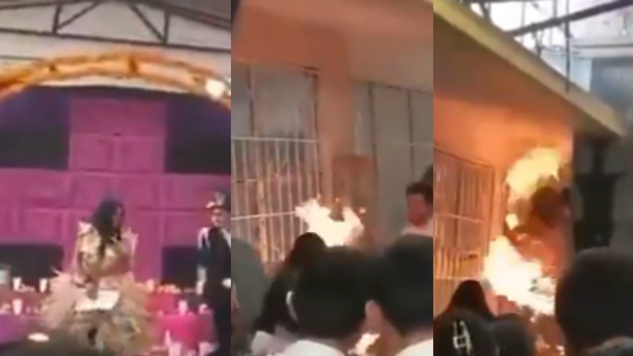Disfraz de catrina terminó incendiado durante acto escolar.