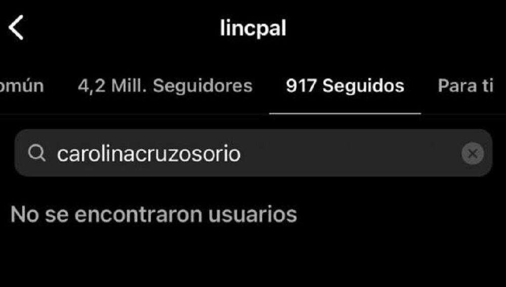 Lincoln Palomeque ya no sigue a Caralina Cruz en Instagram