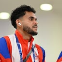 MUNICH, GERMANY - OCTOBER 21: Luis Diaz of FC Bayern Munich arrives at the stadium before the UEFA Champions League 2026/27 League Phase MD3 match between FC Bayern München and Arsenal FC at Football Arena Munich on October 21, 2026 in Munich, Germany. (Photo by Stuart Franklin - UEFA/UEFA via Getty Images)