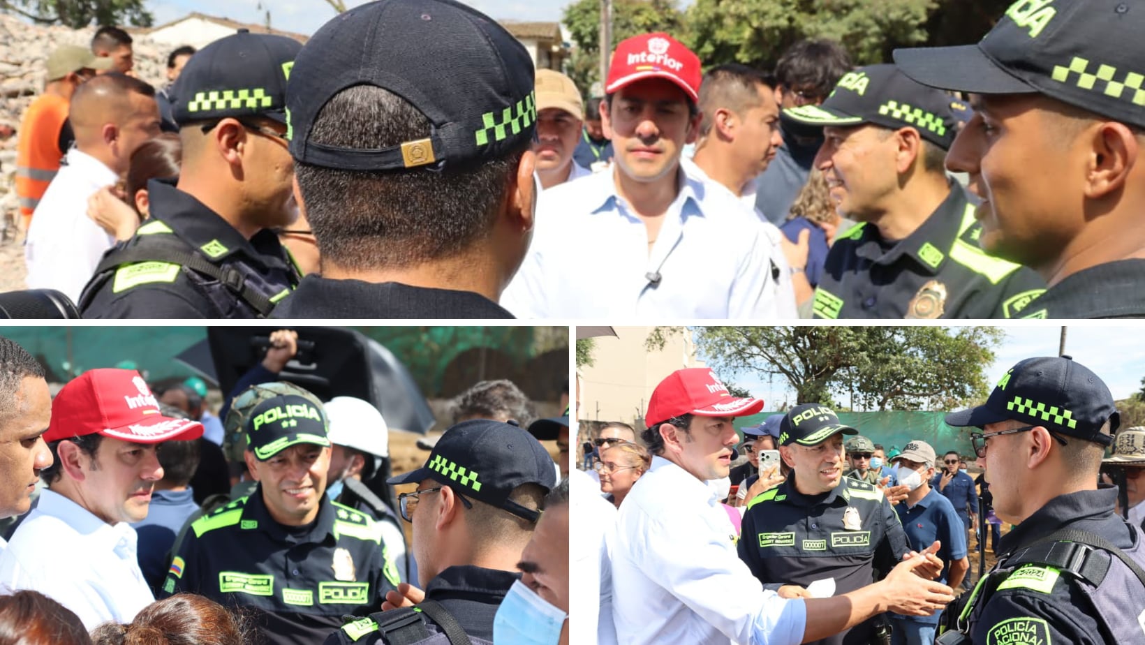 Uniformados que estuvieron al frente de rescates en Torres de Limonar en Cali.
