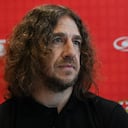 El exfutbolista español Carles Puyol habla durante una conferencia de prensa en Bogotá el 8 de junio de 2023. El excapitán del FC Barcelona Carles Puyol, junto con la Fundación Barça, visitó la zona de conflicto en Buenaventura, Colombia, con el objetivo de brindar ayuda y apoyo a zonas de extrema pobreza.