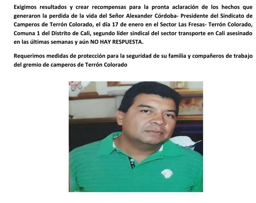 A través de un comunicado los familiares de Córdoba piden actuación pronta para dar con el paradero de los responsables