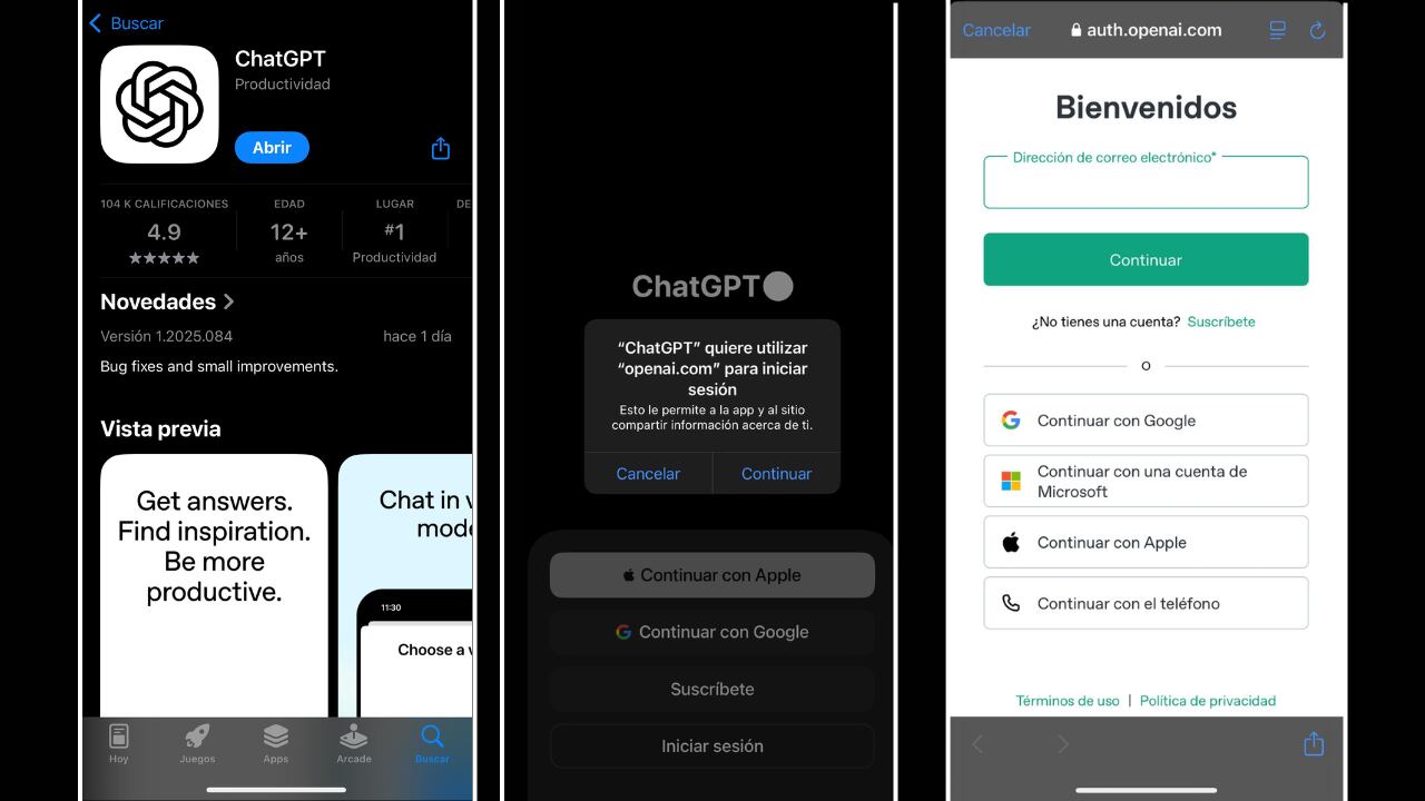 Inicio de sesión ChatGPT App